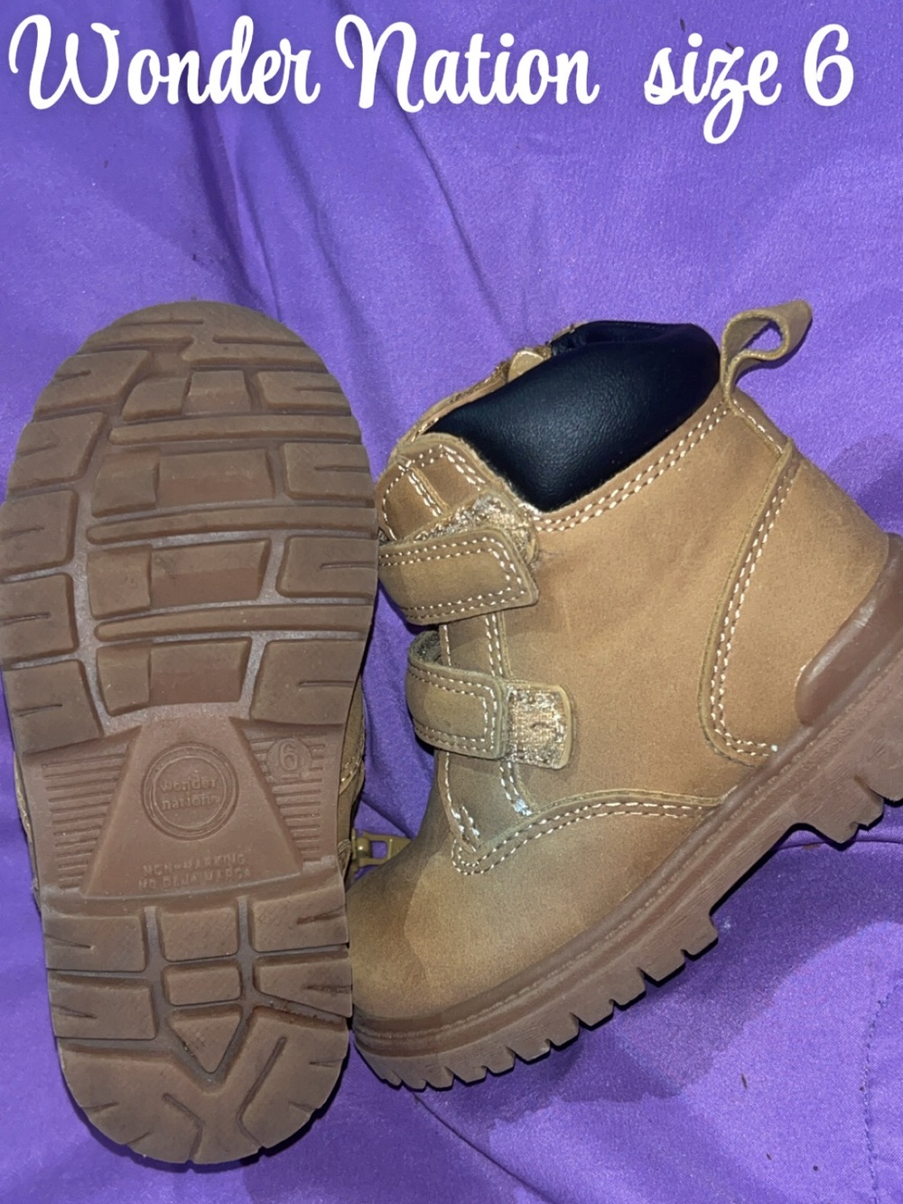 wonder nation Brown/Tan Suede Hook-and-Loop Kids Boots